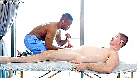 Masseur Jake Waters Oils Up A Hard Cock To Fuck His Tight Ass