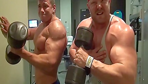 Muscle Buddies Flexing And Showering