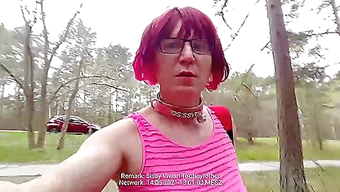 Red Head Bimbo Tits Slut Sissy Exposed Nude Public Parking Area Gets Catched By Strangers 6