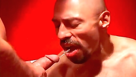 Leather-clad Older Stud Gets Fucked On The Swing