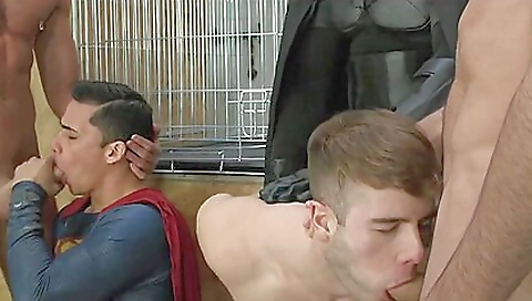 Super Heroes Pleased By Amateur Hunks